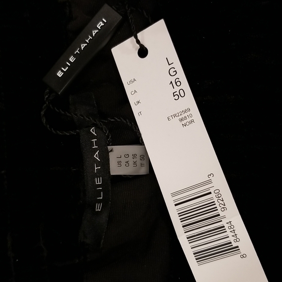 💕ELIE TAHARI💕 The Veronica Velvet Wide-Leg Pants ~ Noir Black Large L NWT - Picture 16 of 16